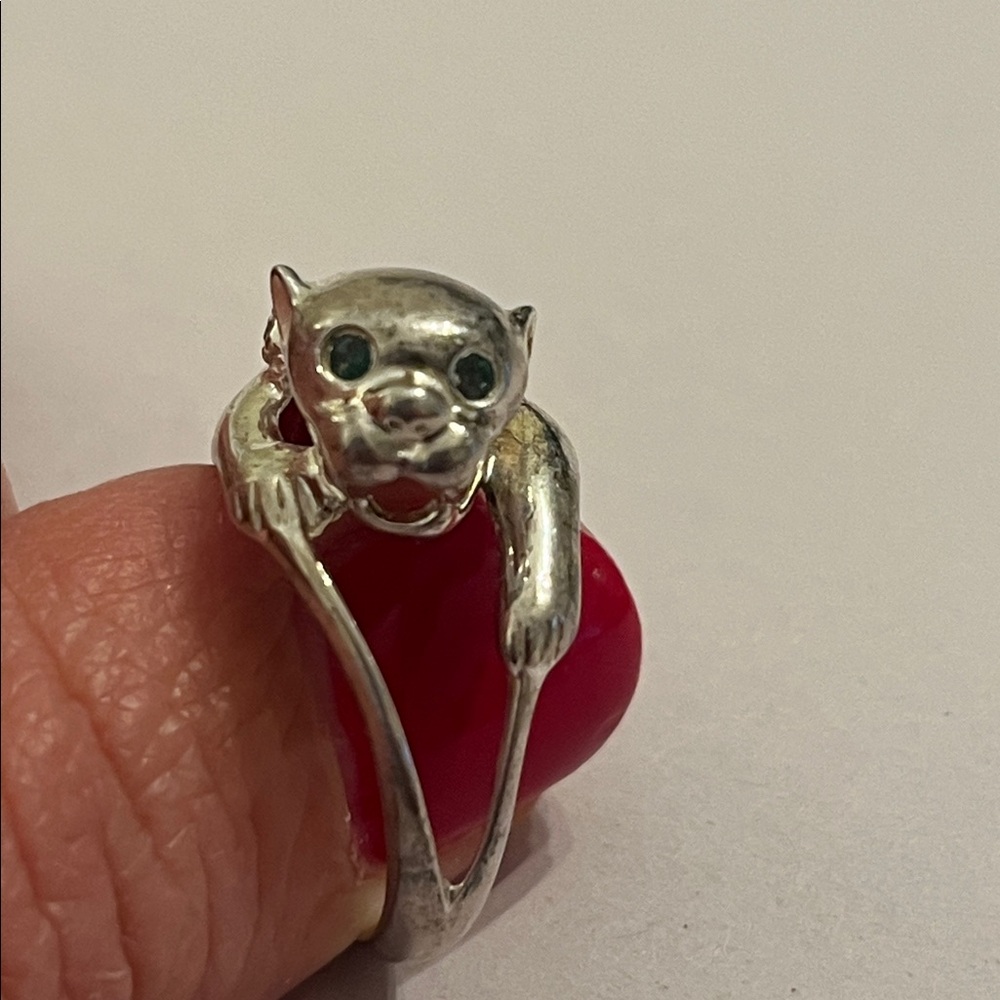 Vintage Panther Sterling Silvrt Ring Sculpted Big Cat